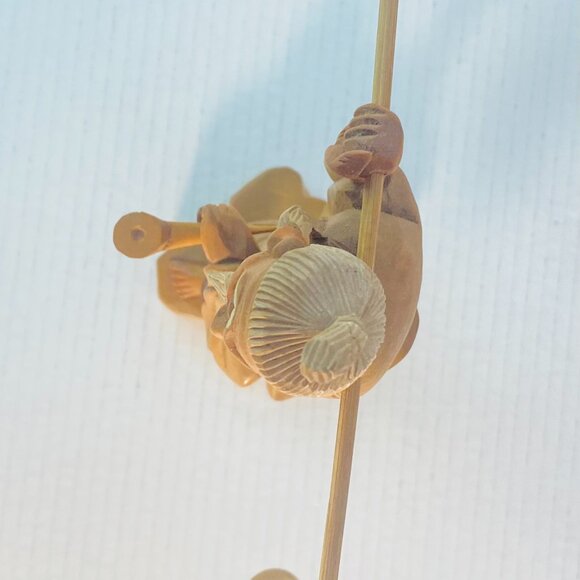 Vintage Hand Carved Wooden Asian Carrying Water Figurine Chinese Sculpture 10" - Picture 7 of 16